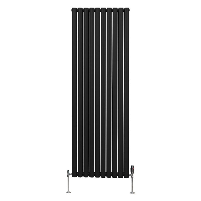 Oval Column Radiator & Valves - 1800mm x 600mm Black