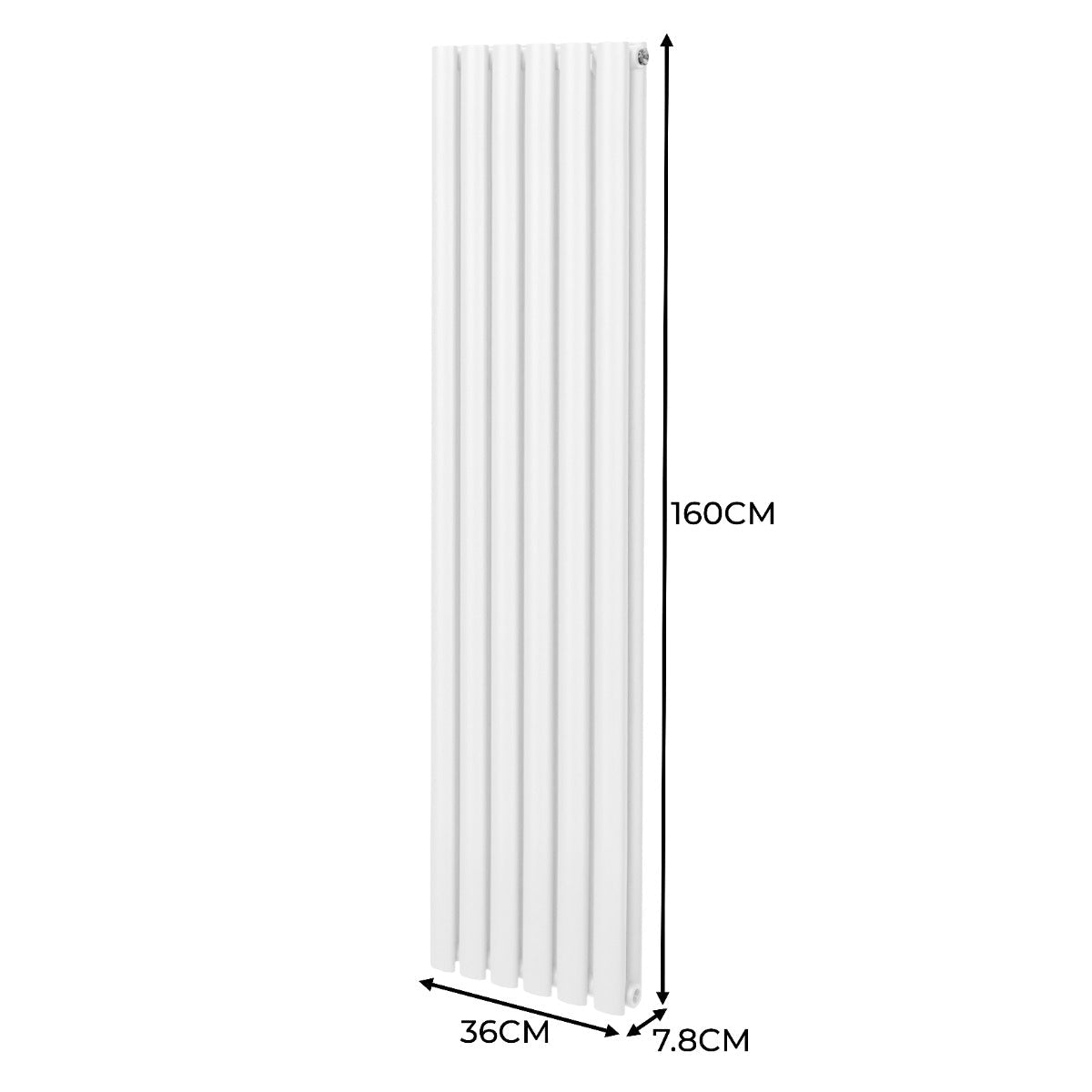 Oval Column Radiator & Valves - 1600mm x 360mm White