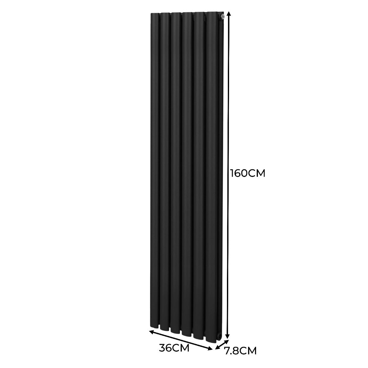 Oval Column Radiator & Valves - 1600mm x 360mm Black