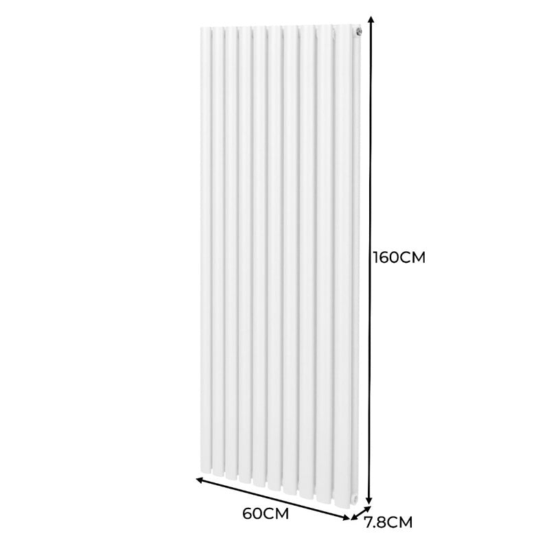 Oval Column Radiator & Valves - 1600mm x 600mm White