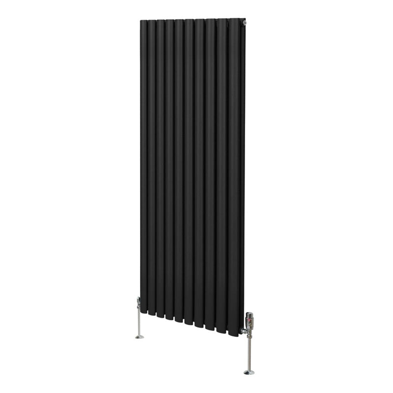 Oval Column Radiator & Valves - 1600mm x 600mm Black