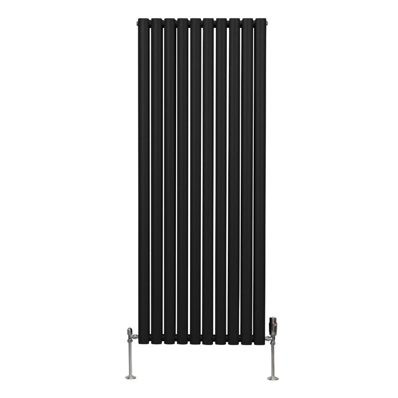 Oval Column Radiator & Valves - 1600mm x 600mm Black