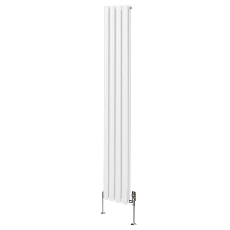Oval Column Radiator & Valves - 1800mm x 240mm White
