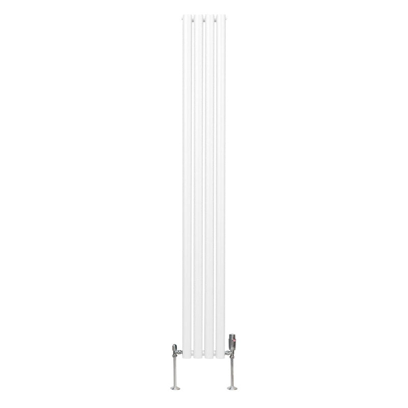 Oval Column Radiator & Valves - 1800mm x 240mm White