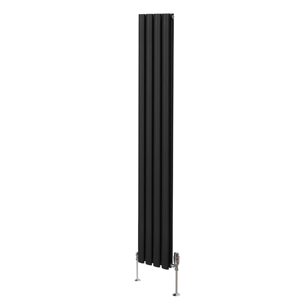 Oval Column Radiator & Valves - 1800mm x 240mm Black