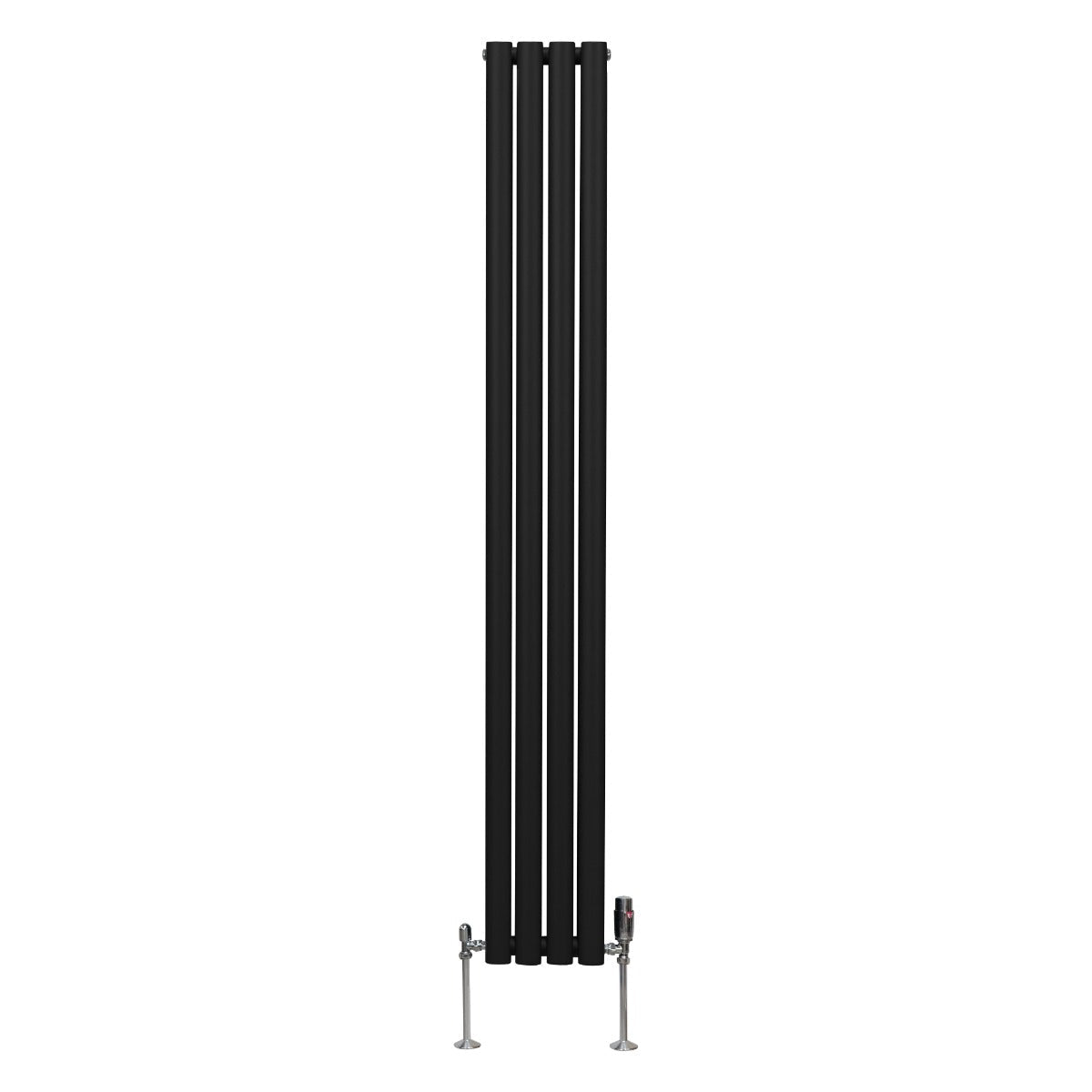 Oval Column Radiator & Valves - 1800mm x 240mm Black