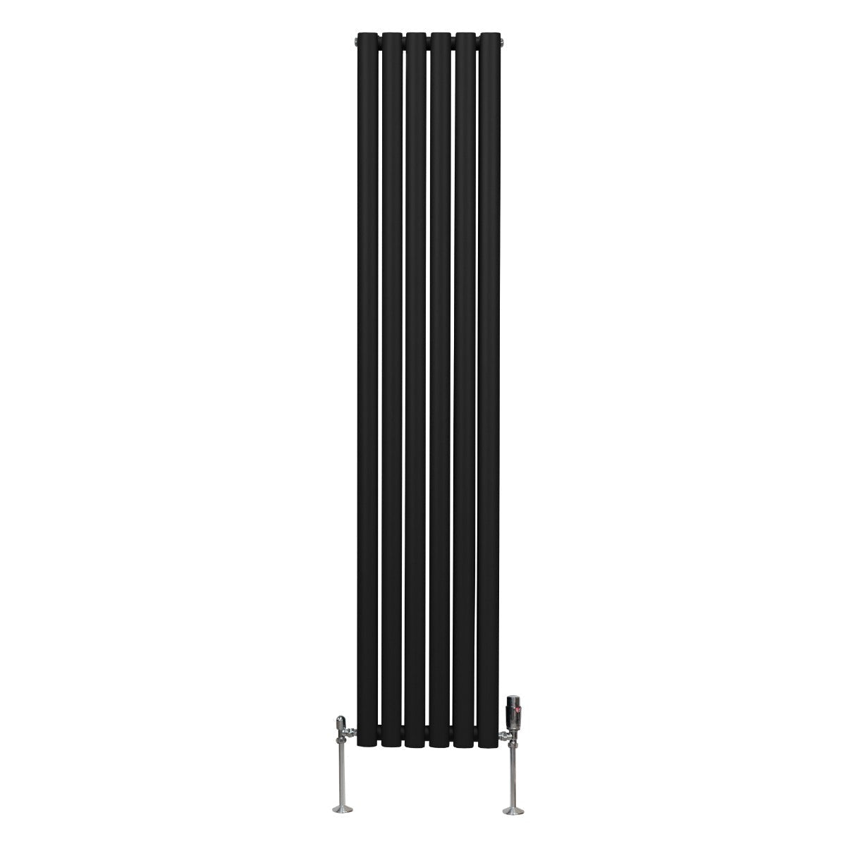 Oval Column Radiator & Valves - 1800mm x 360mm Black