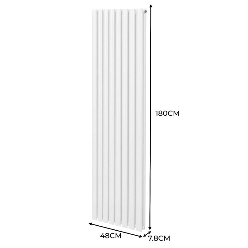Oval Column Radiator & Valves - 1800mm x 480mm White