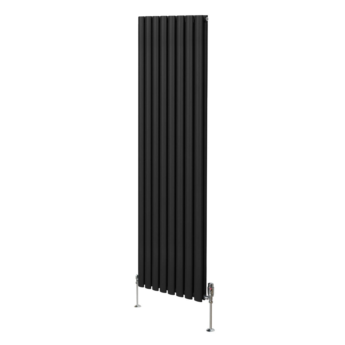 Oval Column Radiator & Valves - 1800mm x 480mm Black