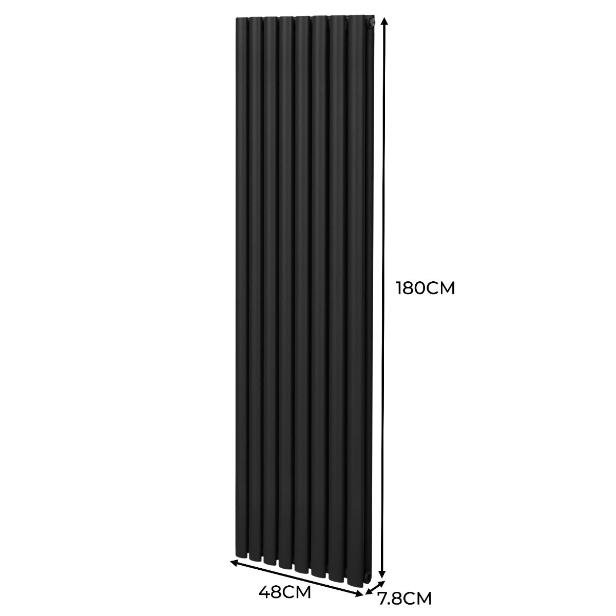 Oval Column Radiator & Valves - 1800mm x 480mm Black