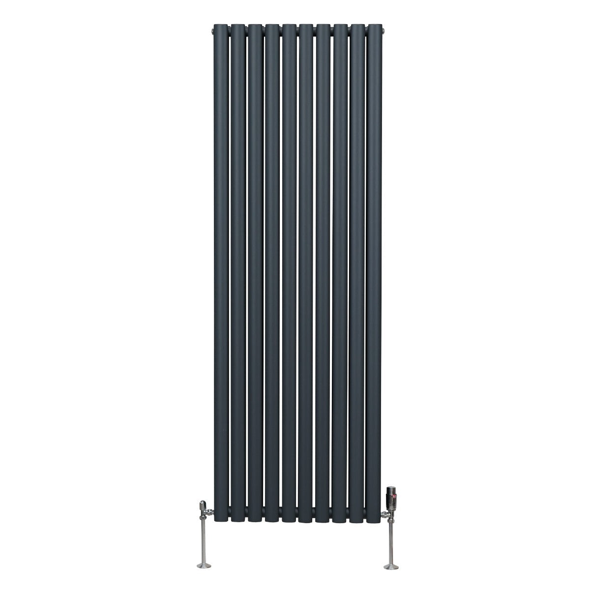 Oval Column Radiator & Valves - 1800mm x 600mm Anthracite Grey