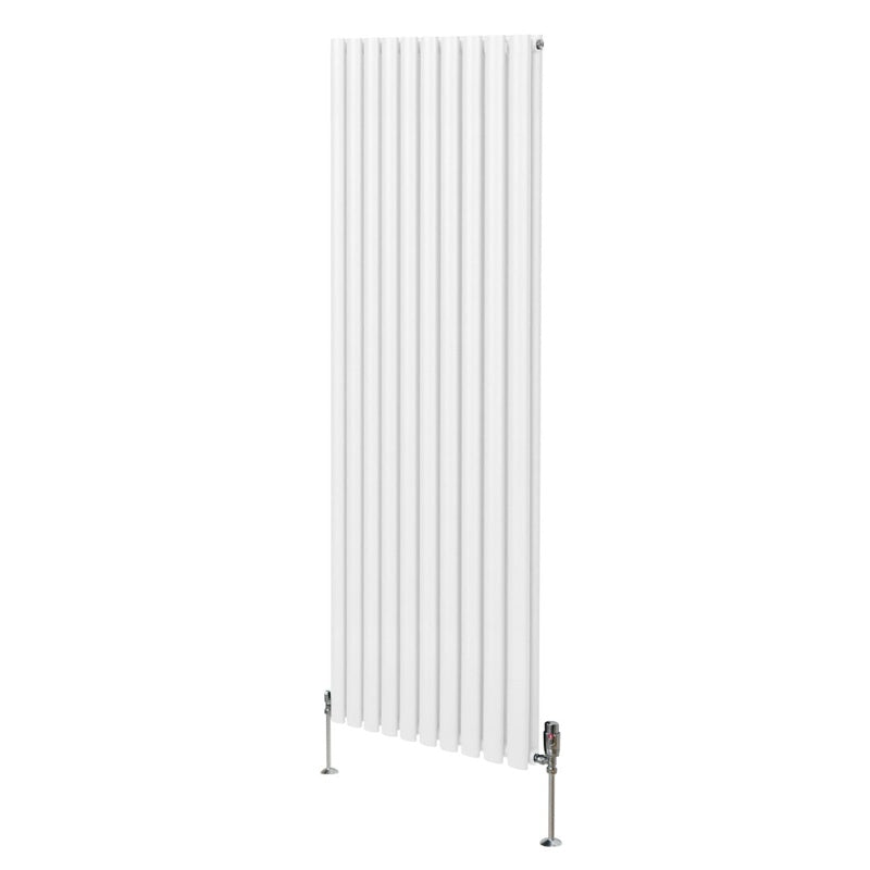 Oval Column Radiator & Valves - 1800mm x 600mm White