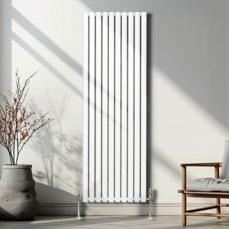 Oval Column Radiator & Valves - 1800mm x 600mm White