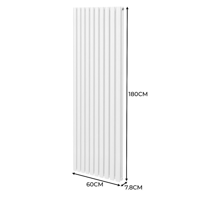 Oval Column Radiator & Valves - 1800mm x 600mm White