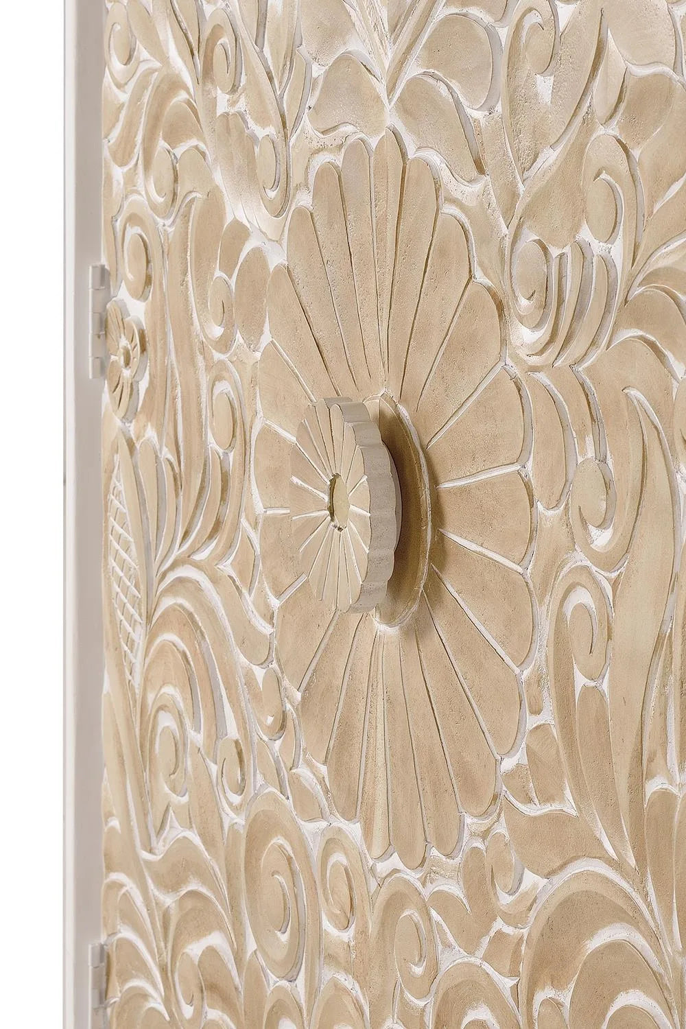Giner and Colomer - 2-Door Mango Wood Cabinet With Hand-Carved Door Details