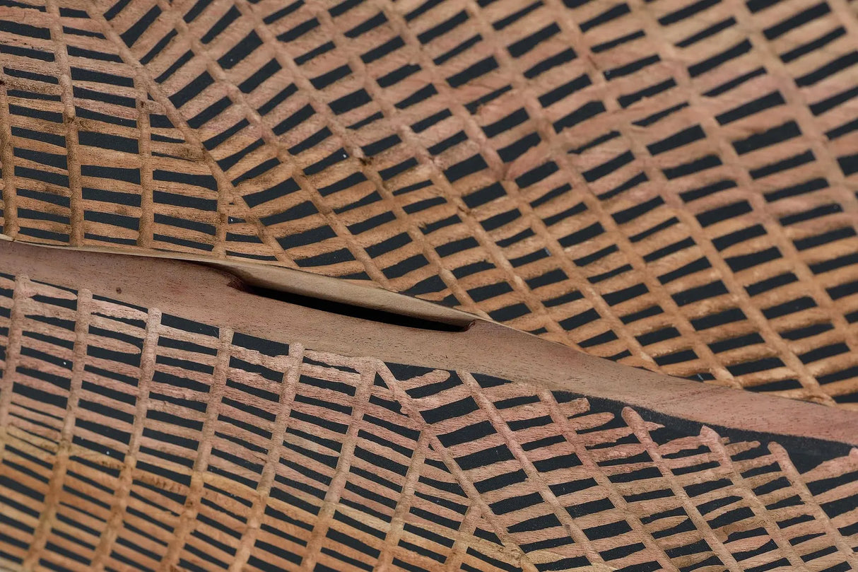 Giner and Colomer - Acacia Wood Nightstand With Hand-Carved Fronts & Metal Base