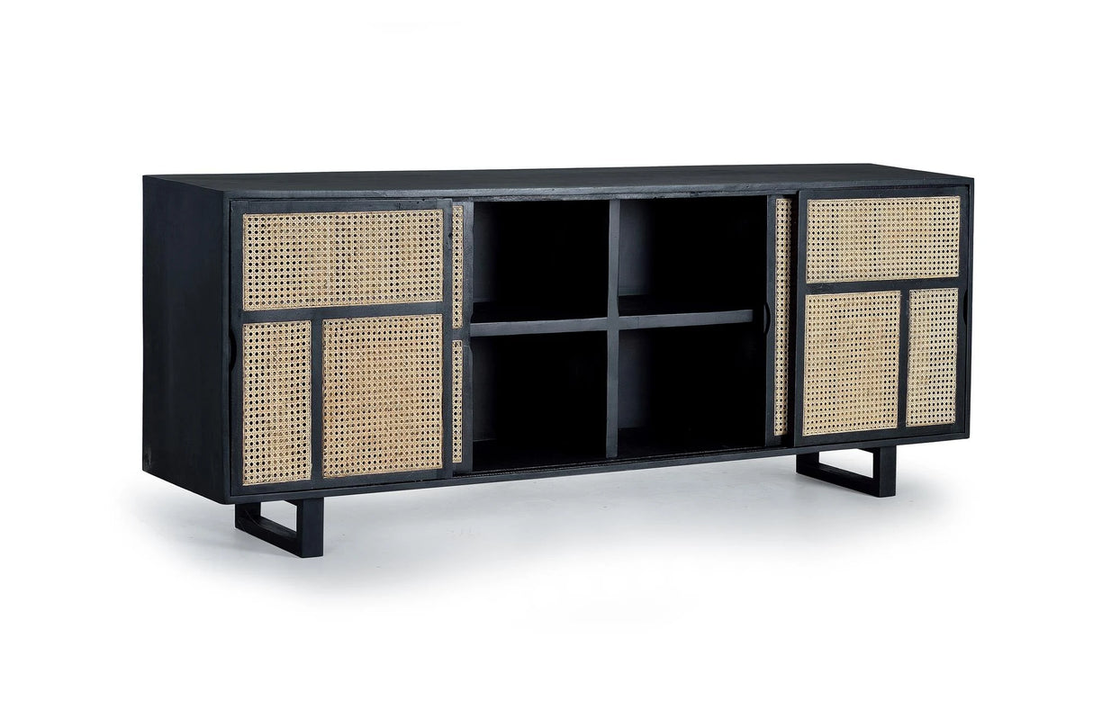 Giner and Colomer - Mango Wood Sideboard With 4 Sliding Doors & Natural Grid Details