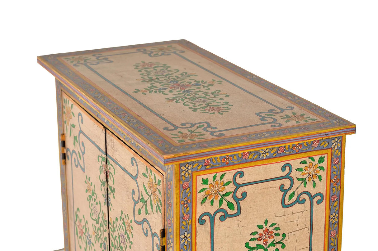 Giner and Colomer - 2-Door Mango Wood Cabinet With Hand-Painted Details