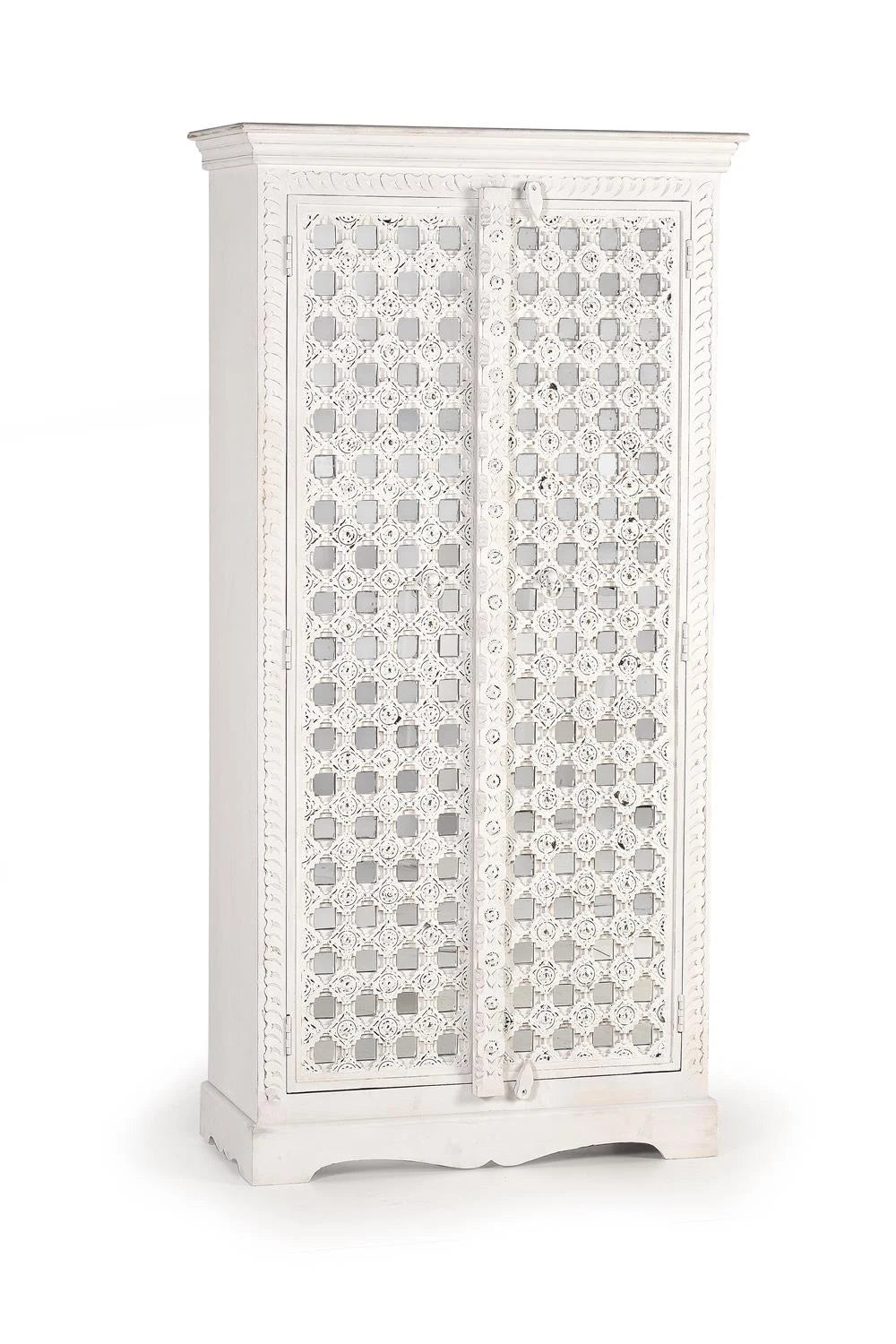 Giner and Colomer - 2-Door Mango Wood Cabinet With Glass Door Details