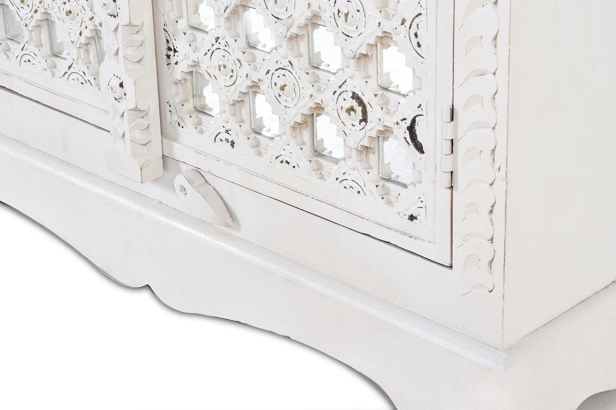 Giner and Colomer - 2-Door Mango Wood Cabinet With Glass Door Details