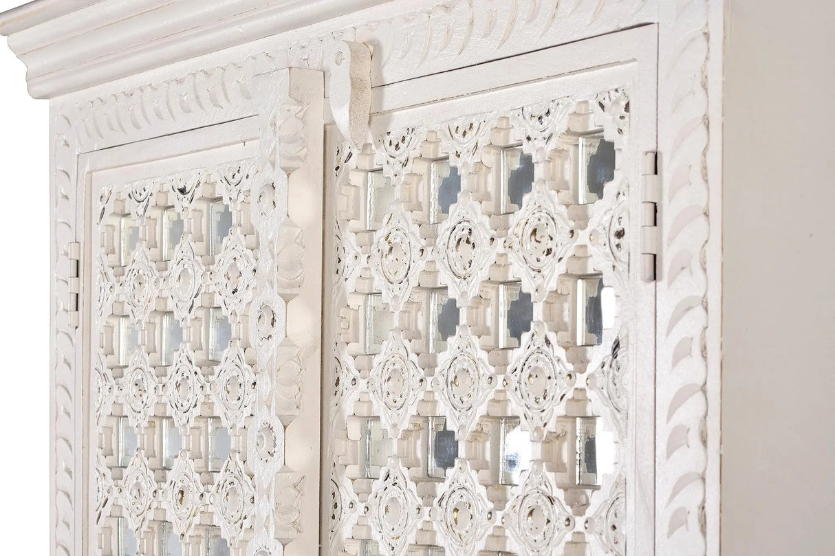 Giner and Colomer - 2-Door Mango Wood Cabinet With Glass Door Details