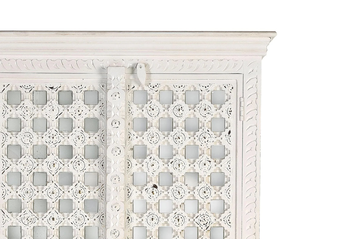 Giner and Colomer - 2-Door Mango Wood Cabinet With Glass Door Details