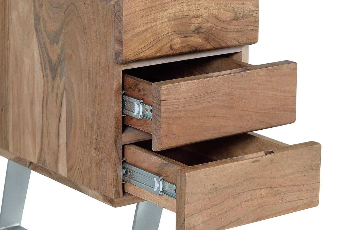 Giner and Colomer - Acacia Wood 3-Drawer Desk With Metal Frame