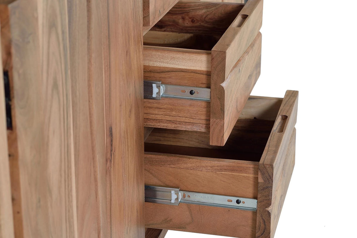 Giner and Colomer - 4-Door, 3-Drawer Acacia Wood Sideboard With Interior Shelves