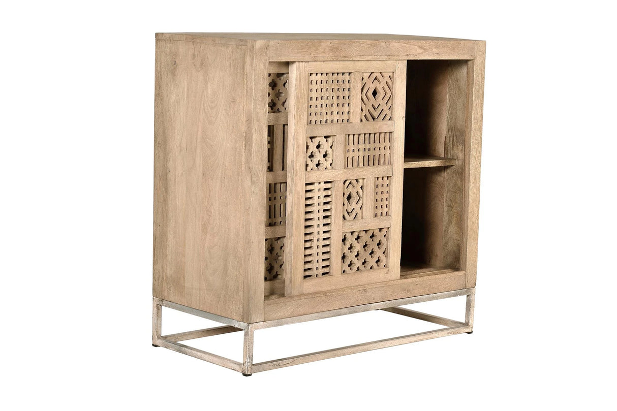 Giner and Colomer - Mango Wood Sideboard With 2 Sliding Doors & Metal Base