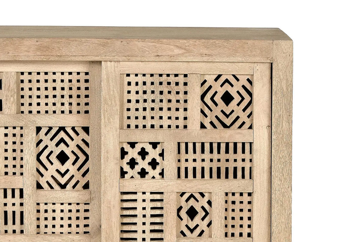 Giner and Colomer - Mango Wood Sideboard With 2 Sliding Doors & Metal Base