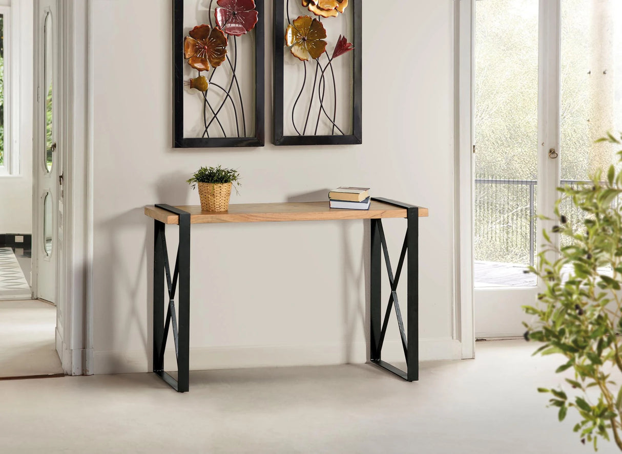 Giner and Colomer - Acacia Wood Top Console With Metal Legs