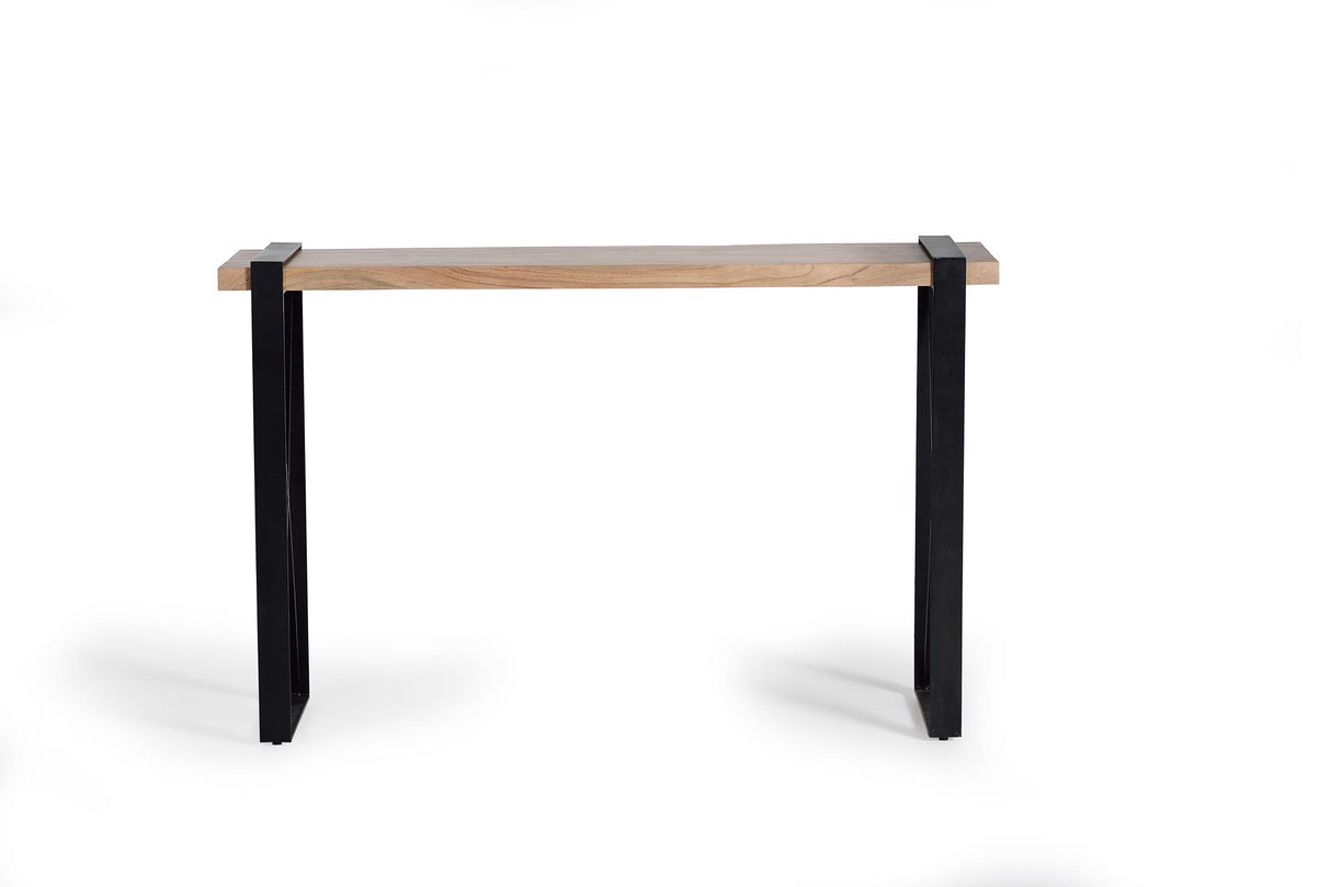 Giner and Colomer - Acacia Wood Top Console With Metal Legs