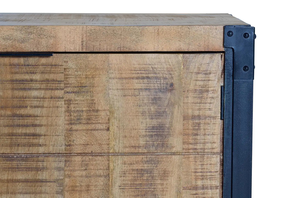 Giner and Colomer - Industrial 2-Door, 3-Drawer Mango Wood & Metal Sideboard