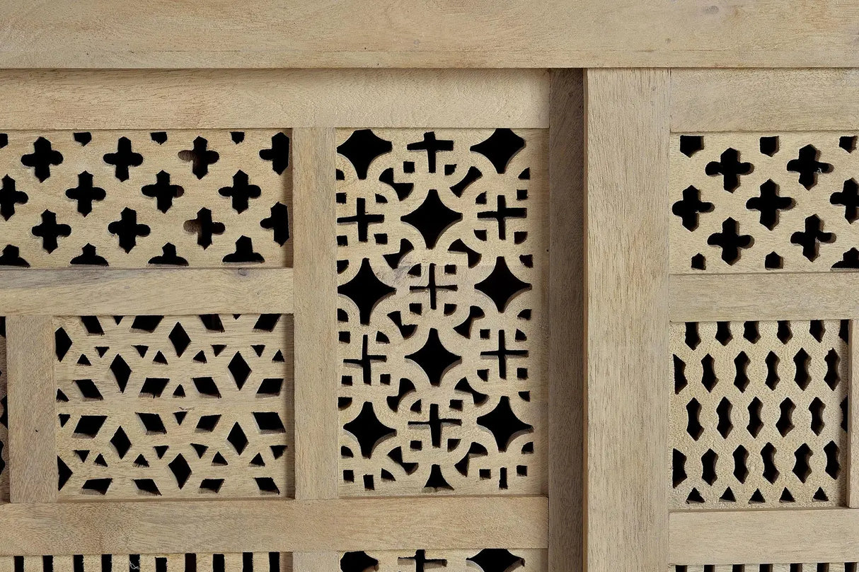 Giner and Colomer - Mango Wood Sideboard With 3 Sliding Doors & Hand-Carved Details