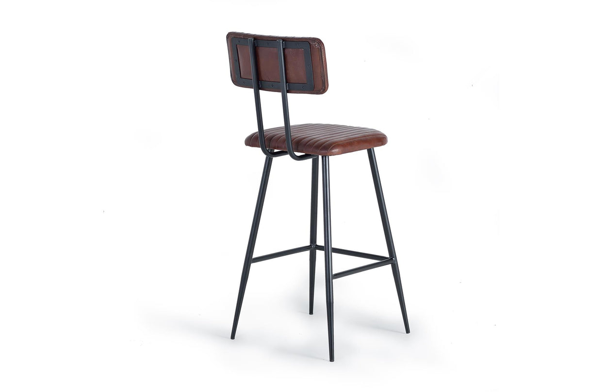 Giner and Colomer - Set Of 2 Leather & Metal Stools