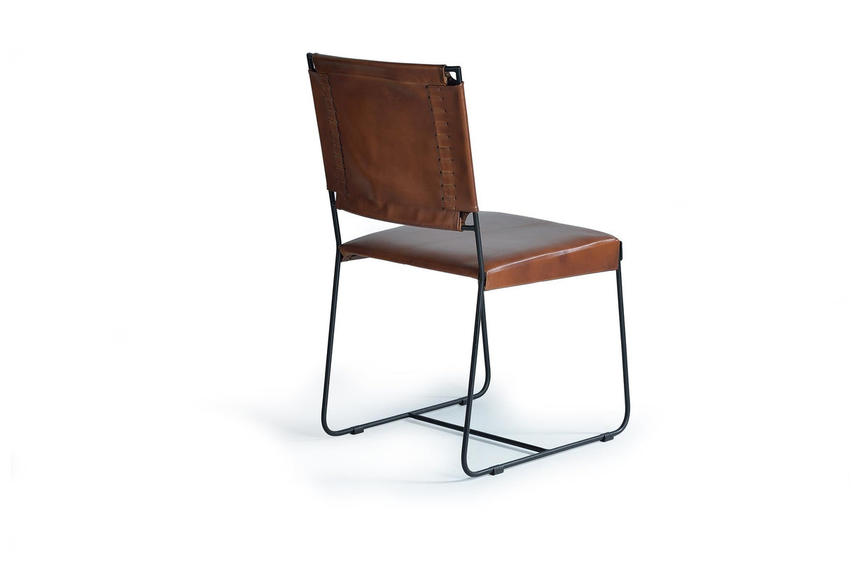 Giner and Colomer Set Of 2 Leather Upholstered Chairs With Metal (Iron) Legs