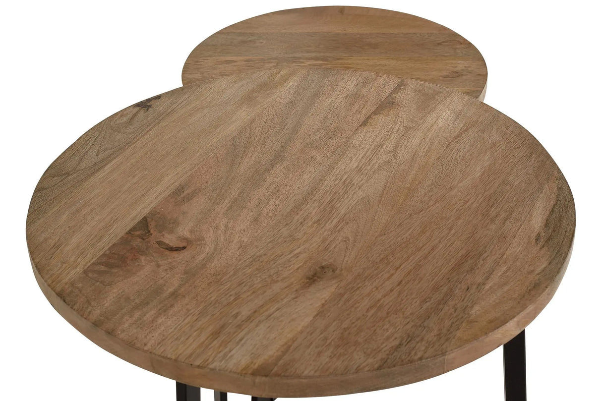 Giner and Colomer - Set Of 2 Coffee Tables In Mango Wood & Metal Base