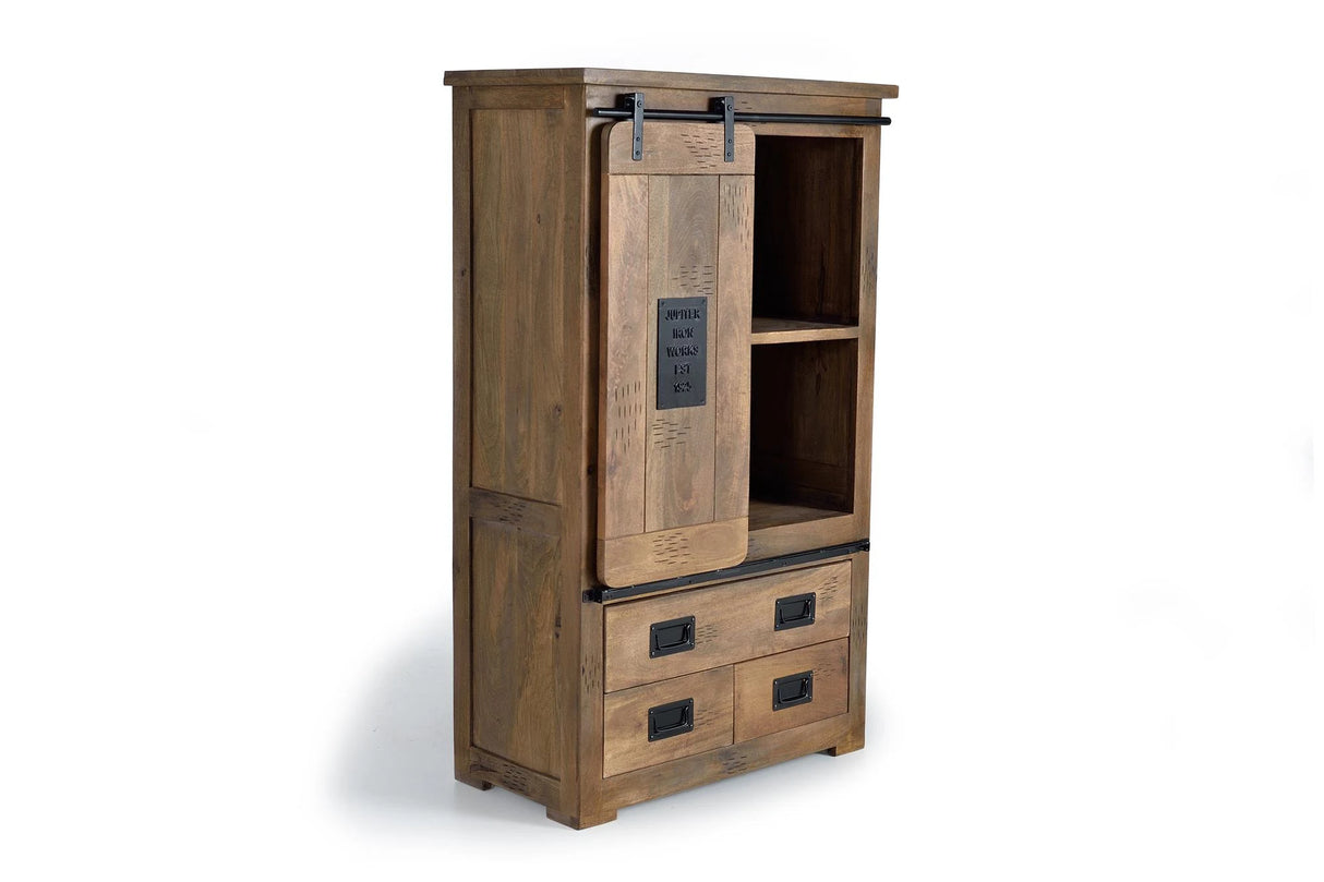 Giner and Colomer - Mango Wood Shelf Unit With 1 Sliding Door & 3 Drawers