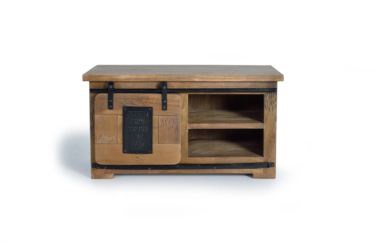 Giner and Colomer - TV / Console Furniture With 1 Sliding Door In Mango Wood & Metal Details