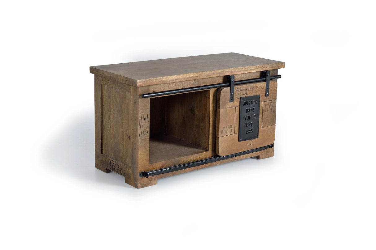 Giner and Colomer - TV / Console Furniture With 1 Sliding Door In Mango Wood & Metal Details