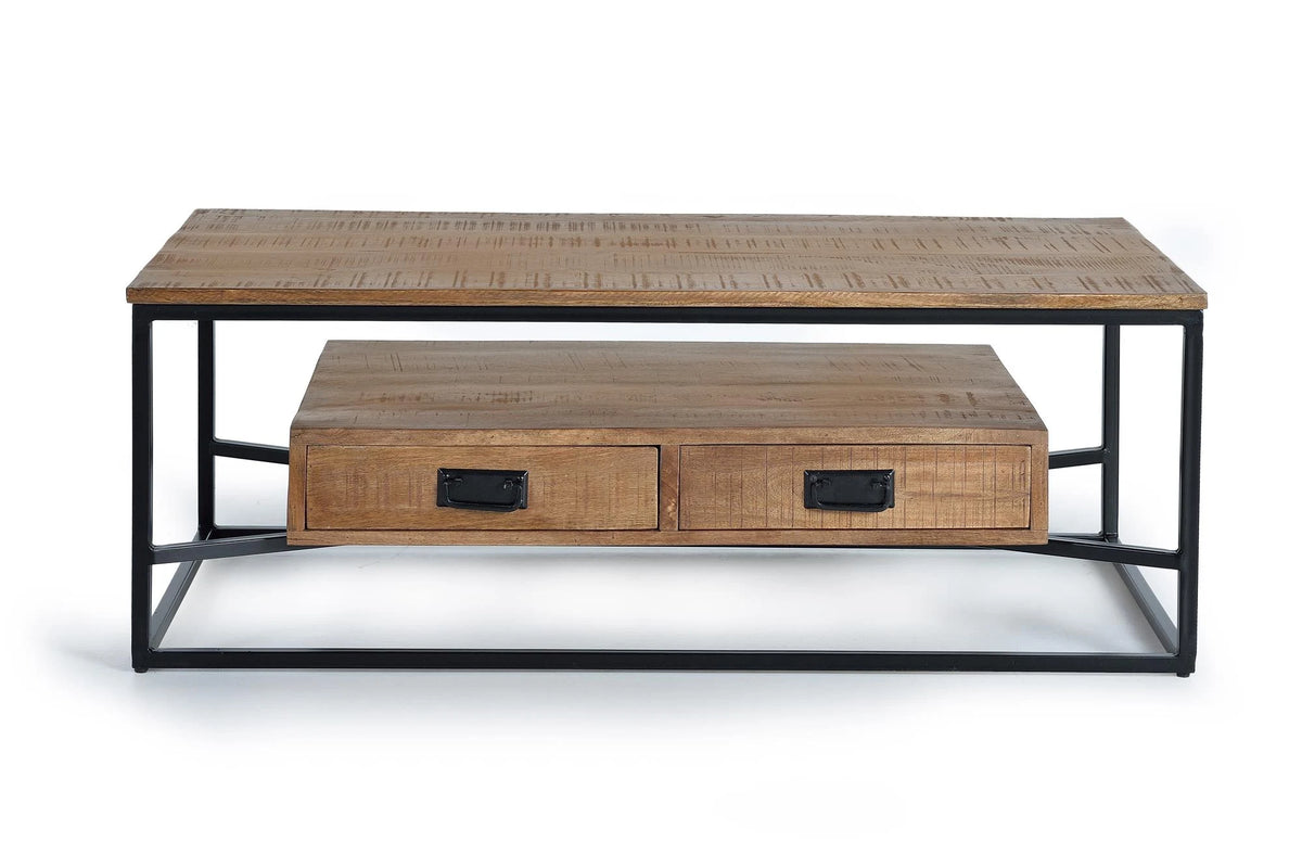 Giner and Colomer - Mango Wood & Metal Coffee Table With 2 Drawers