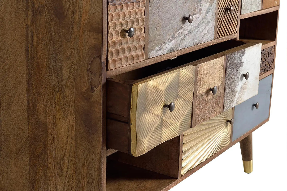 Giner and Colomer - 5-Drawer Mango Wood Chest With 2 Slots