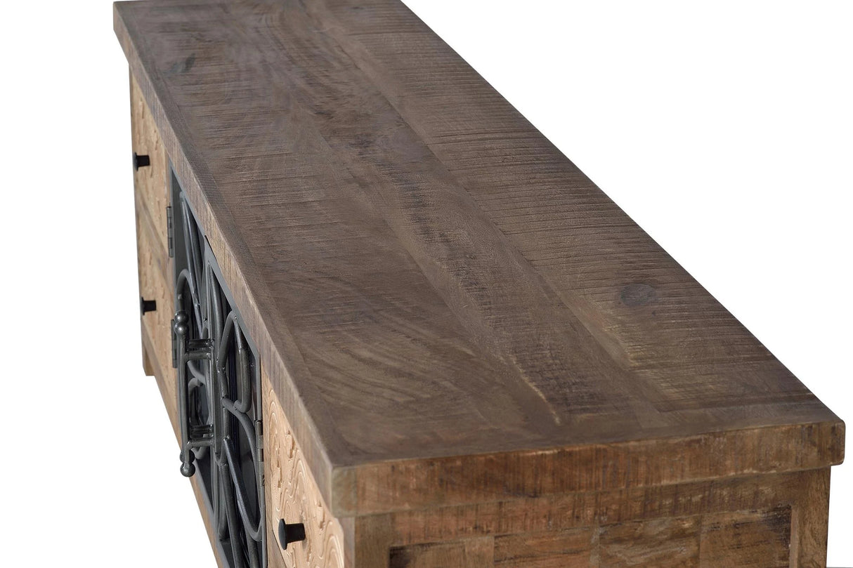 Giner and Colomer - Mango Wood TV Cabinet With 4 Drawers & 2 Metal Doors