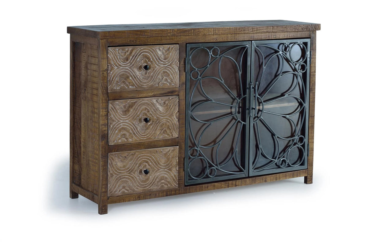 Giner and Colomer - Mango Wood Sideboard With 3 Drawers & 2 Metal Doors