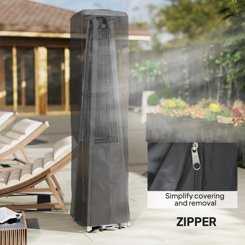 Outsunny Heavy Duty Gas Pyramid Patio Heater Cover, Full Length Outdoor Heater Cover Protector, UPF 30+ Oxford Fabric with Zipper, Black