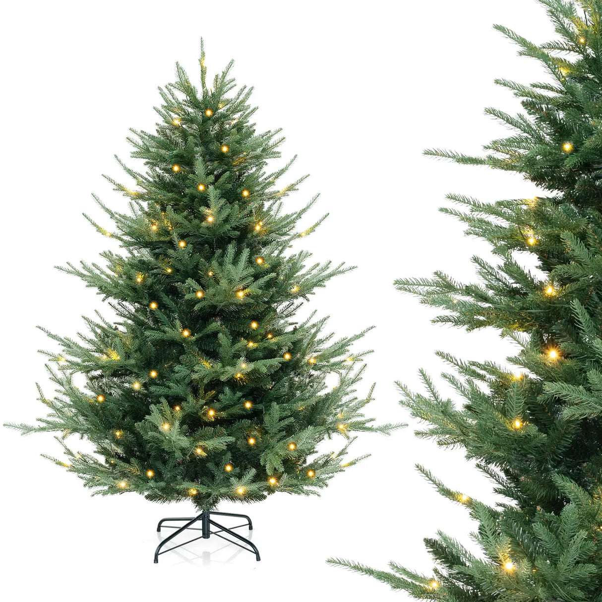 135 cm Artificial Christmas Tree Faux Hinged Xmas Tree with 442 Branch Tips-4.5 FT