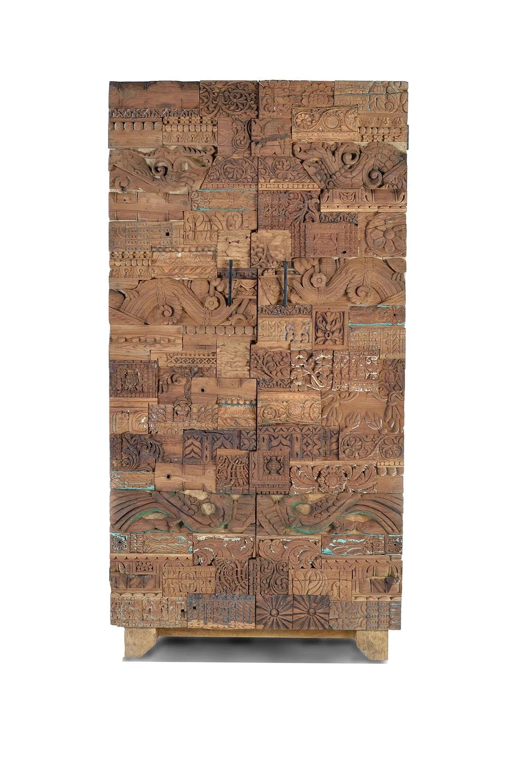 Giner and Colomer - 2-Door Mango Wood Cabinet With Recovered Wood Door Details