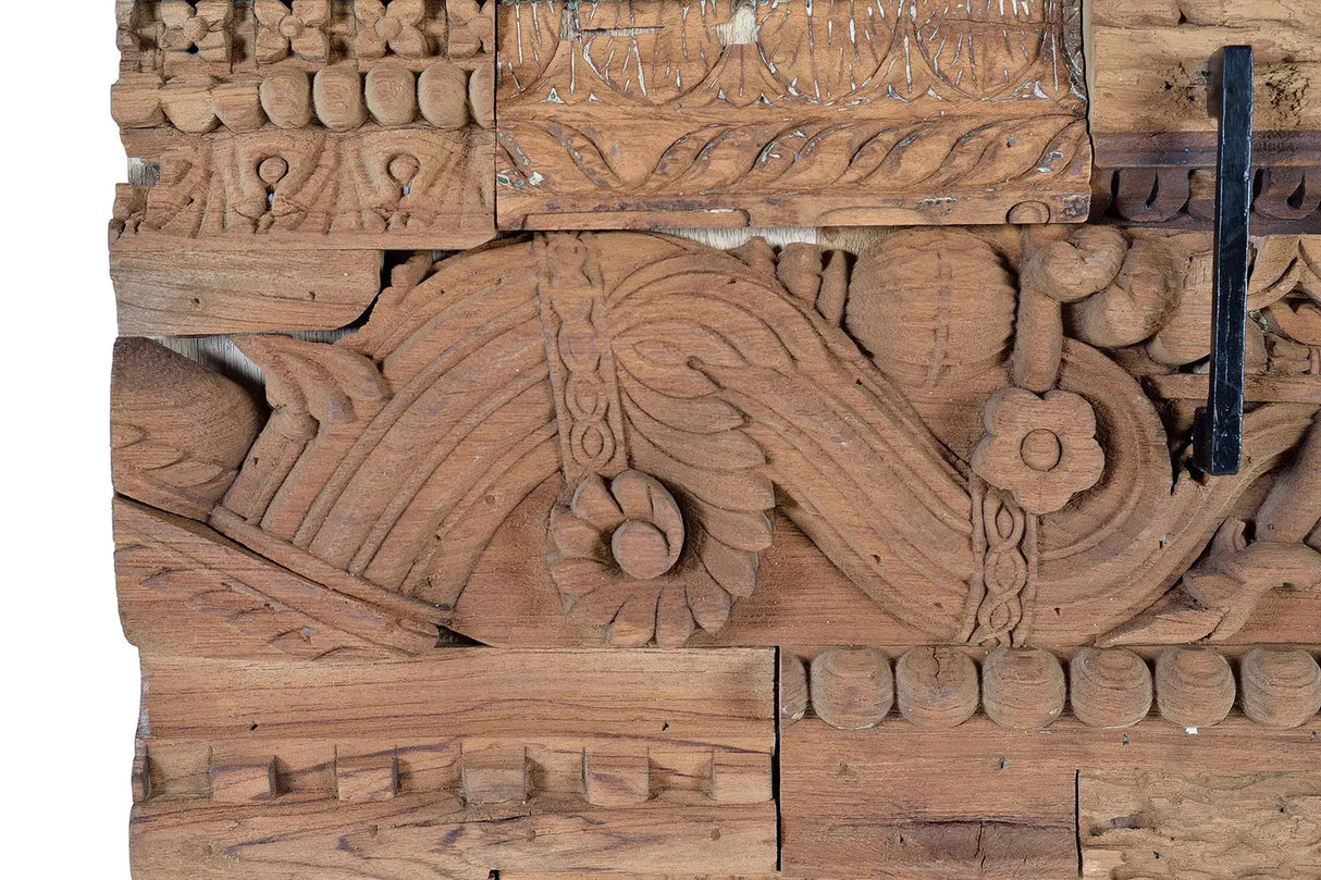 Giner and Colomer - 2-Door Mango Wood Cabinet With Recovered Wood Door Details