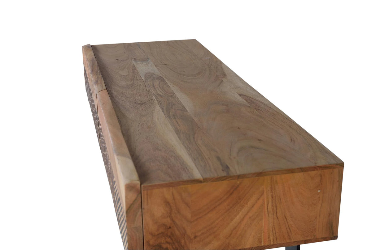 Giner and Colomer - Acacia Wood Console With 2 Drawers & Metal Legs