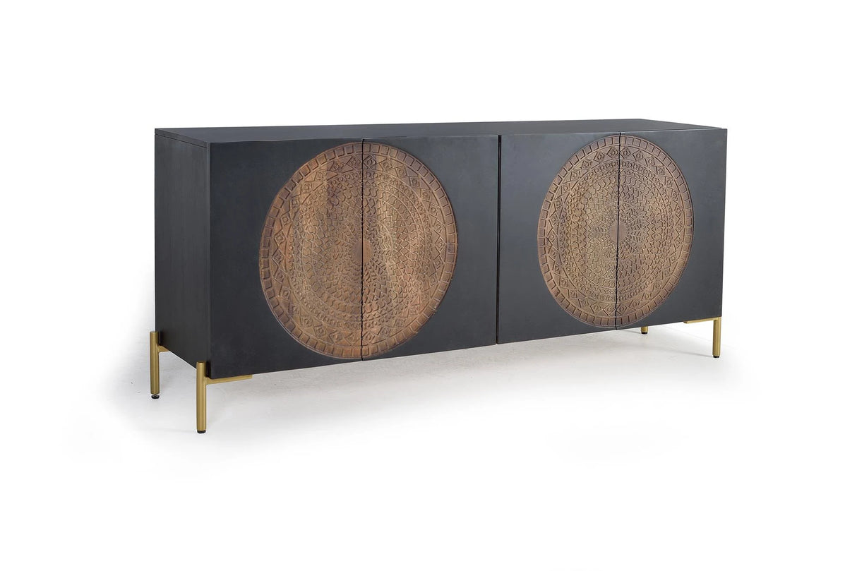 Giner and Colomer - 4-Door Mango Wood Sideboard With Metal Legs